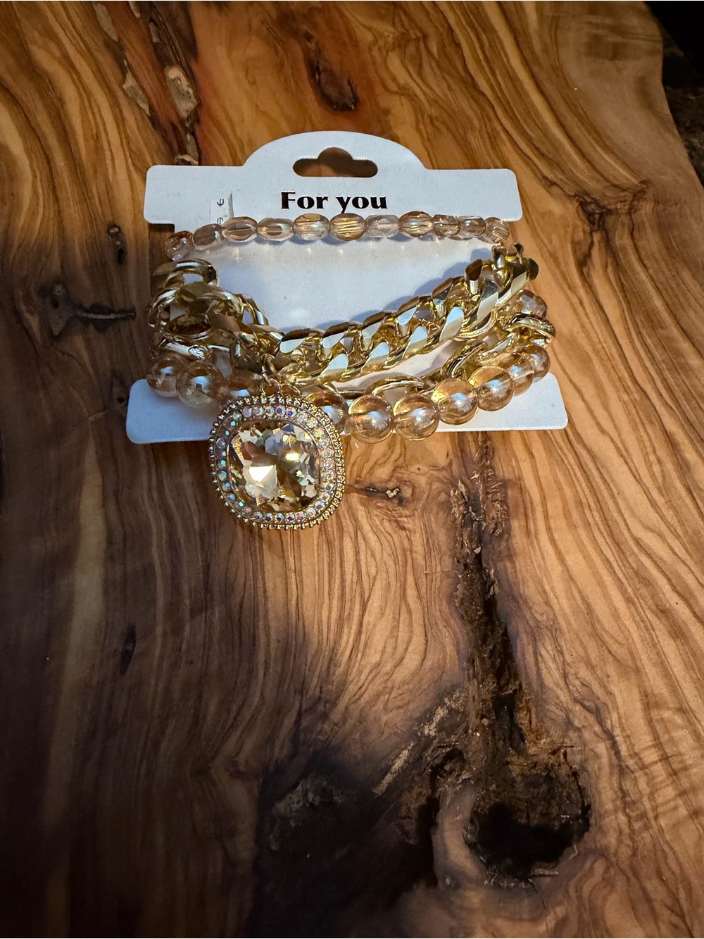 For You Gold-Tone Multi-Strand Crystal Bracelet